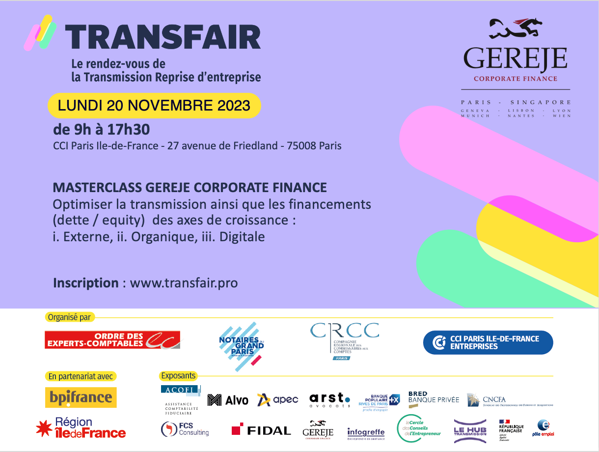TRANSFAIR – Le Rendez-vous de la Transmission Reprise d’Entreprise – 9e Edition